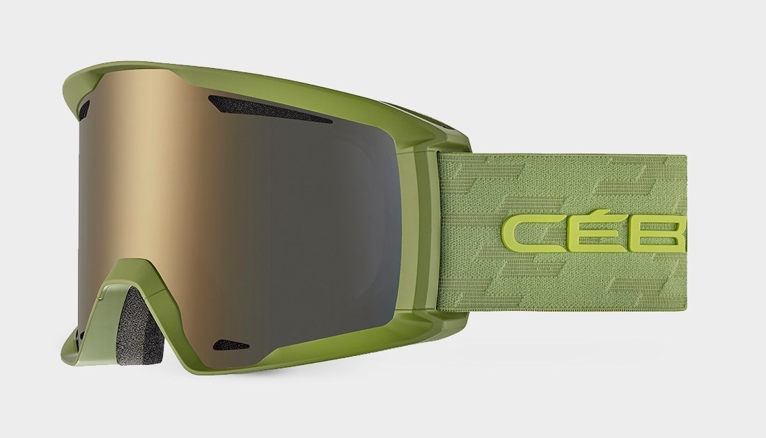 Masque de ski Cébé Reference olive et lime écran cylindrique large format avec aérations